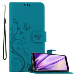 Coque pour Samsung Galaxy A7 2018 Housse en BLEU FLORAL Etui Case Cover Protection Floral Portefeuille Wallet