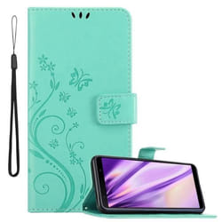Coque pour Samsung Galaxy A7 2018 Housse en TURQUOISE FLORAL Etui Case Cover Protection Floral Portefeuille Wallet