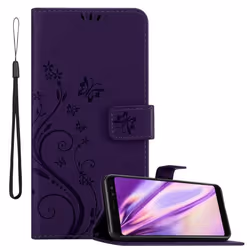 Cadorabo Etui pour Samsung Galaxy A8 2018 en LILAS FONCÉ FLORAL Cover Protection Housse Floral