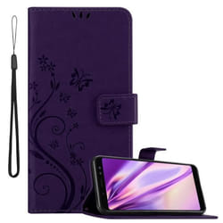 Cadorabo Etui pour Samsung Galaxy A8 2018 en LILAS FONCÉ FLORAL Cover Protection Housse Floral
