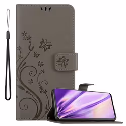 Coque pour Samsung Galaxy A8s Housse en GRIS FLORAL Etui Case Cover Protection Floral Portefeuille Wallet