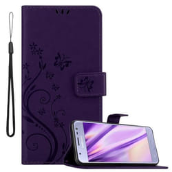 Coque pour Samsung Galaxy J3 2017 Housse en LILAS FONCÉ FLORAL Etui Case Cover Protection Floral Portefeuille Wallet