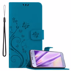 Coque pour Samsung Galaxy J3 2017 Housse en BLEU FLORAL Etui Case Cover Protection Floral Portefeuille Wallet