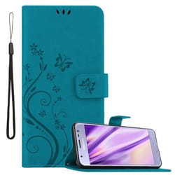 Coque pour Samsung Galaxy J3 2017 Housse en BLEU FLORAL Etui Case Cover Protection Floral Portefeuille Wallet