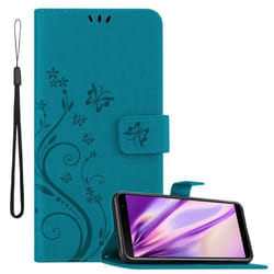 Coque pour Samsung Galaxy J4 PLUS Housse en BLEU FLORAL Etui Case Cover Protection Floral Portefeuille Wallet