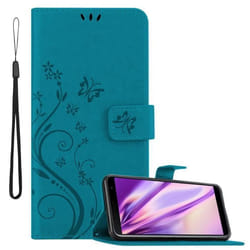 Coque pour Samsung Galaxy J6 PLUS Housse en BLEU FLORAL Etui Case Cover Protection Floral Portefeuille Wallet