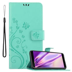 Coque pour Samsung Galaxy J6 PLUS Housse en TURQUOISE FLORAL Etui Case Cover Protection Floral Portefeuille Wallet