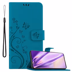 Coque pour Samsung Galaxy S20 PLUS Housse en BLEU FLORAL Etui Case Cover Protection Floral Portefeuille Wallet