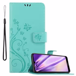 Coque pour Huawei Y6 2019 Housse en TURQUOISE FLORAL Etui Case Cover Protection Floral Portefeuille Wallet