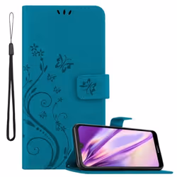 Coque pour Huawei Y6 PRO 2019 Housse en BLEU FLORAL Etui Case Cover Protection Floral Portefeuille Wallet