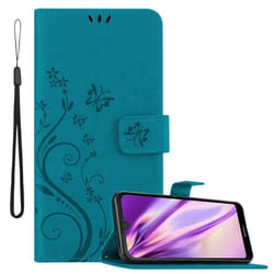 Coque pour Huawei Y6 PRO 2019 Housse en BLEU FLORAL Etui Case Cover Protection Floral Portefeuille Wallet