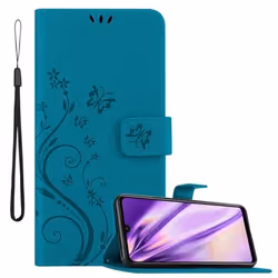 Coque pour Xiaomi RedMi NOTE 7 Housse en BLEU FLORAL Etui Case Cover Protection Floral Portefeuille Wallet