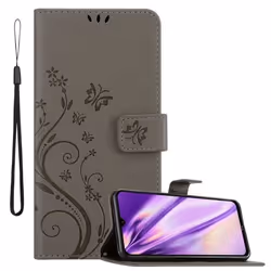 Coque pour Xiaomi RedMi NOTE 8 Housse en GRIS FLORAL Etui Case Cover Protection Floral Portefeuille Wallet