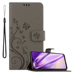 Coque pour Xiaomi RedMi NOTE 8 Housse en GRIS FLORAL Etui Case Cover Protection Floral Portefeuille Wallet