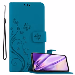 Coque pour Xiaomi RedMi NOTE 8 Housse en BLEU FLORAL Etui Case Cover Protection Floral Portefeuille Wallet