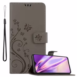 Coque pour Xiaomi RedMi NOTE 8 PRO Housse en GRIS FLORAL Etui Case Cover Protection Floral Portefeuille Wallet