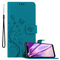 Coque pour Xiaomi Pocophone F1 Housse en BLEU FLORAL Etui Case Cover Protection Floral Portefeuille Wallet
