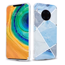 Coque pour Huawei MATE 30 PRO Housse en Marbre Gris Blanc Bleu No. 2 Etui Case Cover Protection Silicone TPU Portfeuille Wall ...
