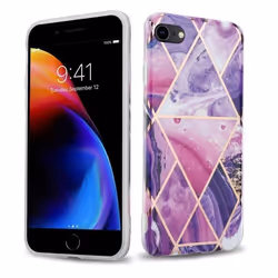 Coque - CADORABO - iPhone 7 / 7S / 8 / SE 2020 - Marbre Vague Violet - Antidérapant - Souple