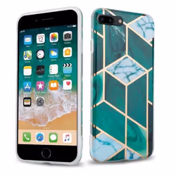 Coque pour Apple iPhone 7 PLUS / 7S PLUS / 8 PLUS en Marbre Or Blanc Vert Foncé No. 6 Cadorabo Cover Protection silicone TPU