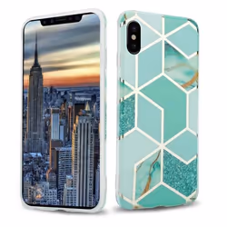Coque - CADORABO - iPhone X / XS - Marbre Or Vert Clair - Protection silicone TPU - Design moderne