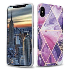 Coque pour Apple iPhone X / XS Housse en Marbre Vague Violet No. 14 Etui Case Cover Protection Silicone TPU Portfeuille Wallet