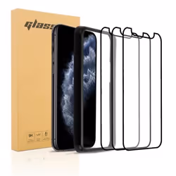 Cadorabo 3x Plein écran verre trempé pour Apple iPhone 11 Pro Max en TRANSPARENT avec NOIR Verre décran durci aide à
