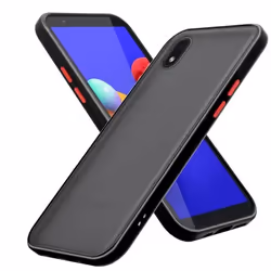 Coque pour Samsung Galaxy A01 CORE Housse en Noir Givré - Touches Rouges Case Etui Cover Protection Silicone TPU