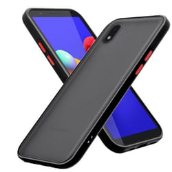 Coque pour Samsung Galaxy A01 CORE Housse en Noir Givré - Touches Rouges Case Etui Cover Protection Silicone TPU