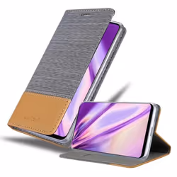 Coque pour Samsung Galaxy A21s Housse en GRIS CLAIR MARRON Etui Case Cover Protection fermeture magnétique
