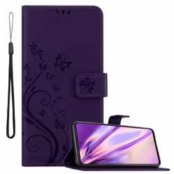 Coque pour Samsung Galaxy A52 (4G / 5G) / A52s Housse en LILAS FONCÉ FLORAL Etui Case Cover Protection Floral Portefeuille Wa ...