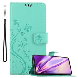 Coque pour Samsung Galaxy A52 (4G / 5G) / A52s Housse en TURQUOISE FLORAL Etui Case Cover Protection Floral Portefeuille Wallet