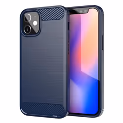 Coque pour Apple iPhone 12 MINI Housse en BRUSHED BLEU Etui Case Cover Protection en Silicone TPU inox carbone