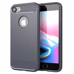 Étui pour iPhone 7/7S/8 - CADORABO - Silicone TPU - Protection fine - Design carbone - Gris