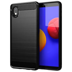 Coque pour Samsung Galaxy A10e / A20e Housse en BRUSHED NOIR Etui Case Cover Protection en Silicone TPU inox carbone