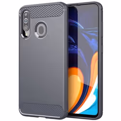 Coque pour Samsung Galaxy A20s Housse en BRUSHED GRIS Etui Case Cover Protection en Silicone TPU inox carbone