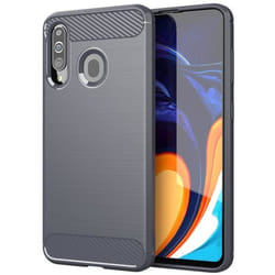 Coque pour Samsung Galaxy A20s Housse en BRUSHED GRIS Etui Case Cover Protection en Silicone TPU inox carbone