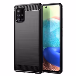 Coque pour Samsung Galaxy A71 5G Housse en BRUSHED NOIR Etui Case Cover Protection en Silicone TPU inox carbone