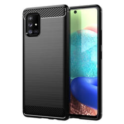Coque pour Samsung Galaxy A71 5G Housse en BRUSHED NOIR Etui Case Cover Protection en Silicone TPU inox carbone