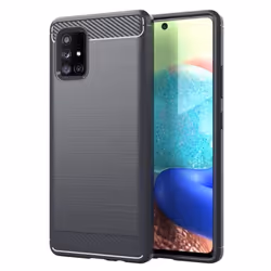 Coque pour Samsung Galaxy A71 5G Housse en BRUSHED GRIS Etui Case Cover Protection en Silicone TPU inox carbone