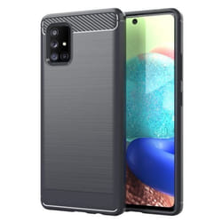 Coque pour Samsung Galaxy A71 5G Housse en BRUSHED GRIS Etui Case Cover Protection en Silicone TPU inox carbone