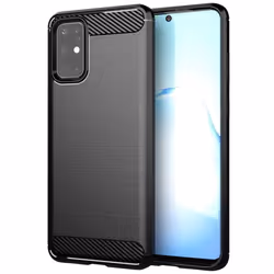 Coque pour Samsung Galaxy S20 Housse en BRUSHED NOIR Etui Case Cover Protection en Silicone TPU inox carbone