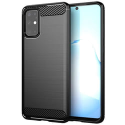 Coque pour Samsung Galaxy S20 Housse en BRUSHED NOIR Etui Case Cover Protection en Silicone TPU inox carbone