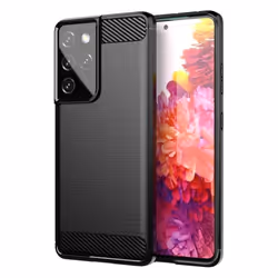 Coque pour Samsung Galaxy S21 ULTRA Housse en BRUSHED NOIR Etui Case Cover Protection en Silicone TPU inox carbone