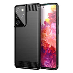 Coque pour Samsung Galaxy S21 ULTRA Housse en BRUSHED NOIR Etui Case Cover Protection en Silicone TPU inox carbone