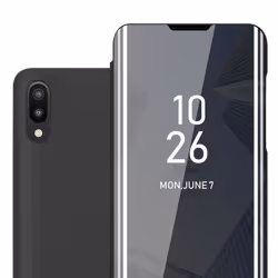 Cadorabo Etui pour Samsung Galaxy A10 / M10 en TOURMALINE NOIR Clear View Housse Protection miroir Protection à 360 degrés