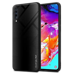 Coque pour Samsung Galaxy A70 / A70s Housse en OPALE NOIR Etui Case Cover Protection en verre trempé et Silicone TPU