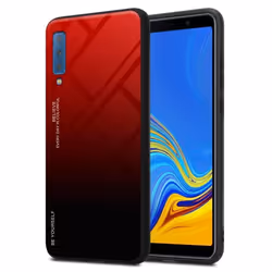 Coque pour Samsung Galaxy A7 2018 Housse en ROUGE - NOIR Etui Case Cover Protection bicolore TPU