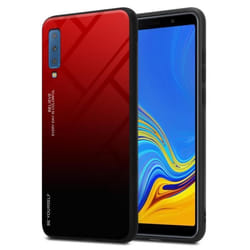 Coque pour Samsung Galaxy A7 2018 Housse en ROUGE - NOIR Etui Case Cover Protection bicolore TPU