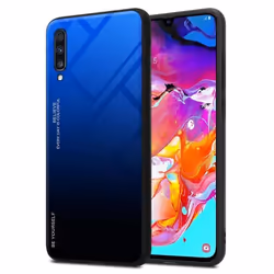 Coque pour Samsung Galaxy A70 / A70s Housse en BLEU - NOIR Etui Case Cover Protection bicolore TPU